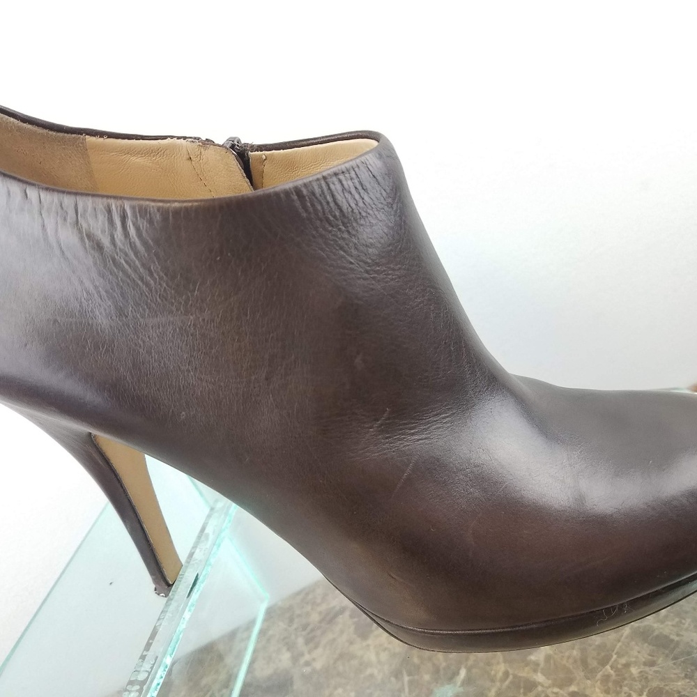 Via Spiga Brown Leather Zip Heel Ankle Booties 7.5